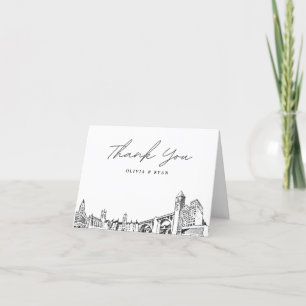 Spokane Skyline Sketch Blank Thank You Card