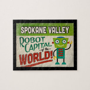 Spokane Valley Washington Robot - Funny Vintage Jigsaw Puzzle