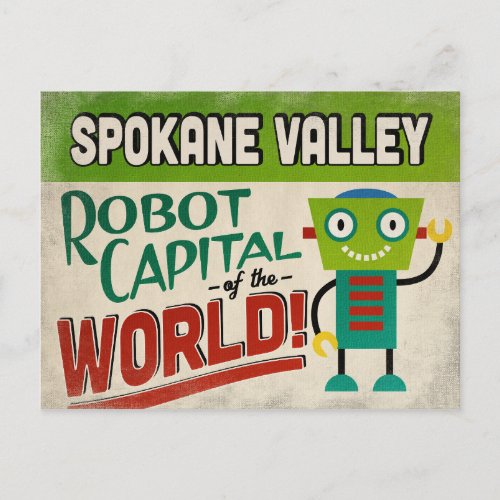 Spokane Valley Washington Robot _ Funny Vintage Postcard