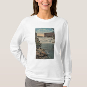Spokane, WA - Couple Fishing on Lower Falls T-Shirt