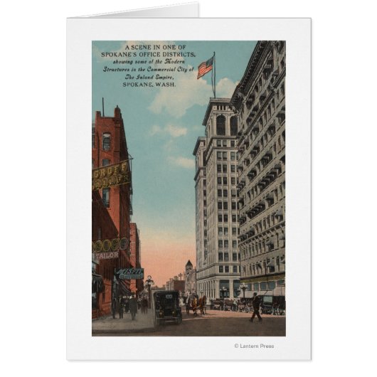 Spokane, WA - Downtown View with Horsecarts (Front)