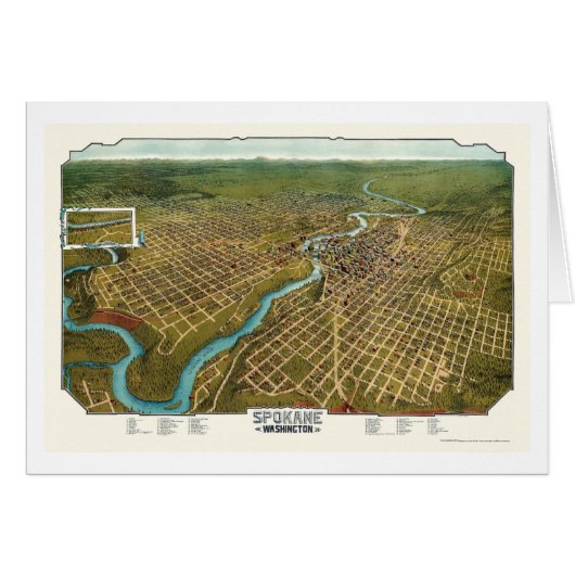 Spokane, WA Panoramic Map - 1905 Cards (Front Horizontal)