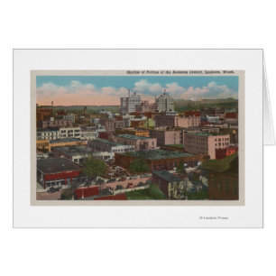 Spokane, WA - Skyline View of Downtown Cards