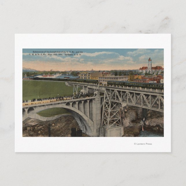 Spokane, WA - Union Pacific Railway Completion Postcard (Front)