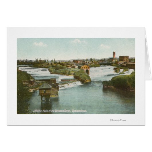 Spokane, WA - View of Middle Falls & River Cards (Front Horizontal)