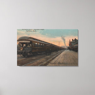 Spokane, WA - View of N. Pacific Train & Depot Canvas Print