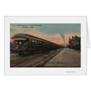 Spokane, WA - View of N. Pacific Train & Depot Cards