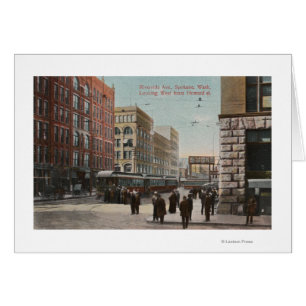 Spokane, WA - View of Riverside Ave. & Howard St Cards