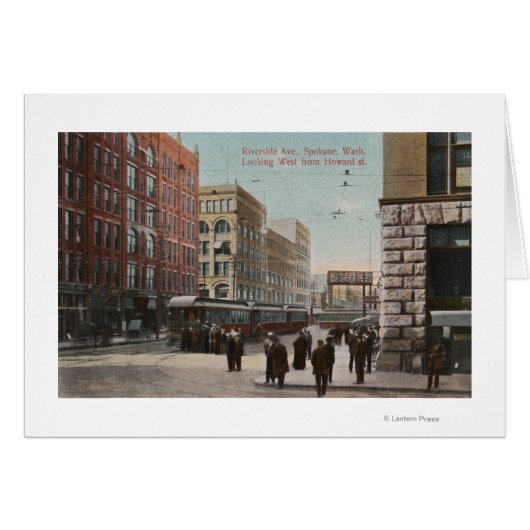 Spokane, WA - View of Riverside Ave. & Howard St Cards (Front Horizontal)