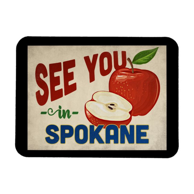 Spokane Washington Apple - Vintage Travel Magnet (Horizontal)