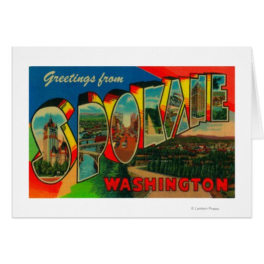 Spokane, Washington - Large Letter Scenes 2 Cards (Front Horizontal)