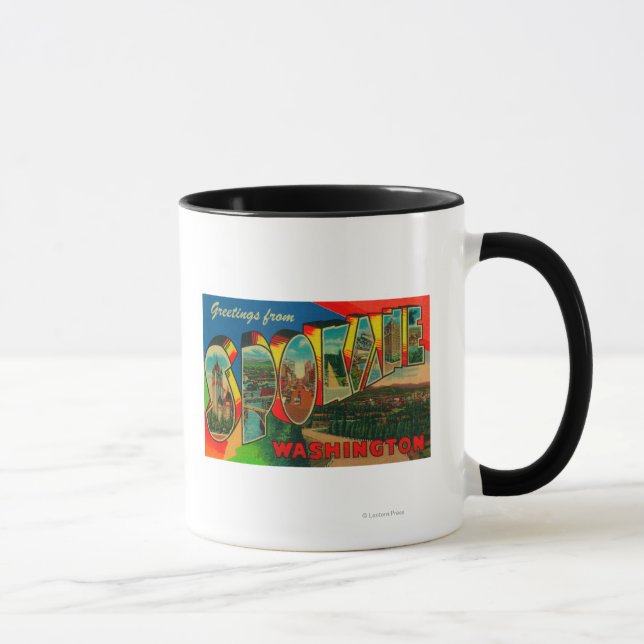 Spokane, Washington - Large Letter Scenes 2 Mug (Right)