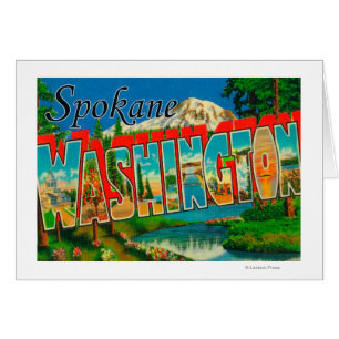 Spokane, Washington - Large Letter Scenes Cards