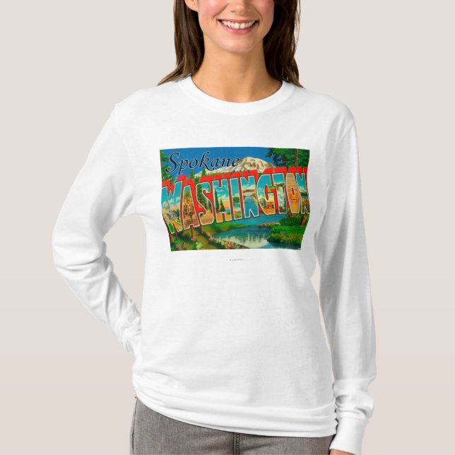 Spokane, Washington - Large Letter Scenes T-Shirt (Front)