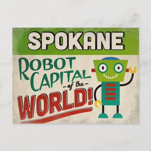 Spokane Washington Robot _ Funny Vintage Postcard