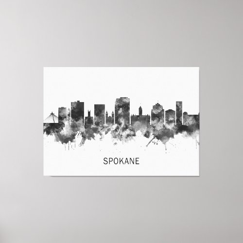 Spokane Washington Skyline BW Canvas Print