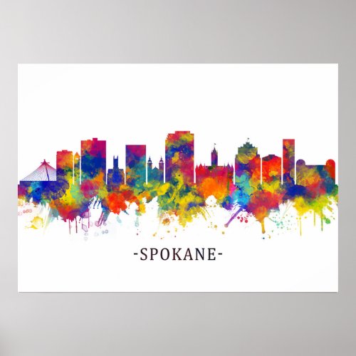 Spokane Washington Skyline Poster