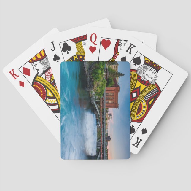 Spokane, Washington-Spokane River at Sunset Poker Cards (Back)