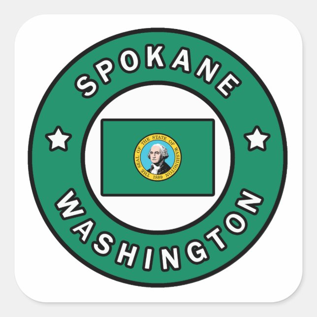Spokane Washington Square Sticker (Front)