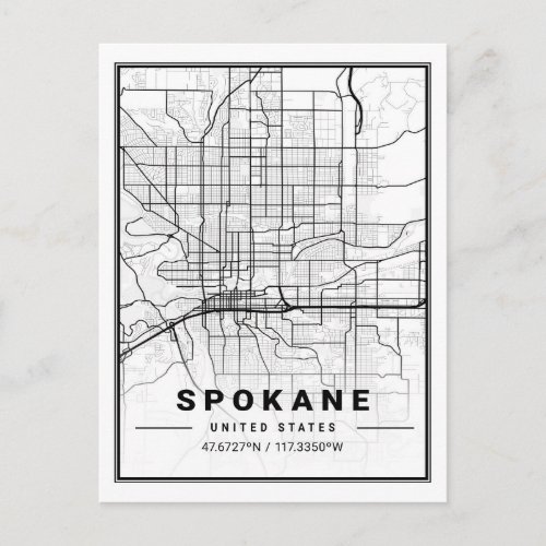 Spokane Washington USA Travel City Map Postcard