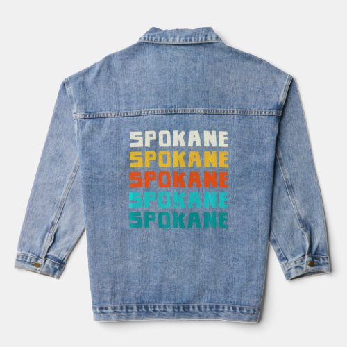 Spokane Washington Vintage Wa Retro Collection Ame Denim Jacket