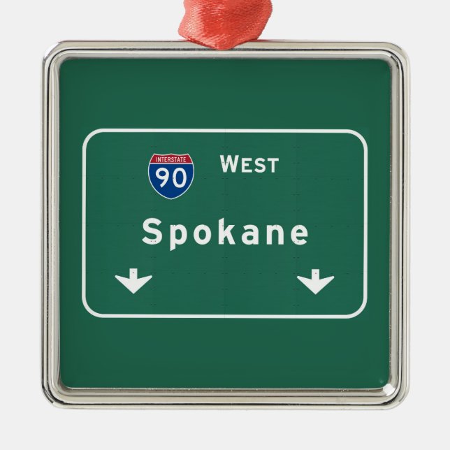 Spokane Washington wa Interstate Highway Freeway : Metal Ornament (Front)
