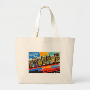 Spokane Washington WA Old Vintage Travel Souvenir Large Tote Bag