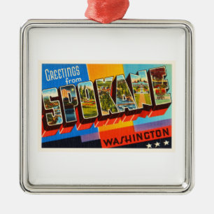 Spokane Washington WA Old Vintage Travel Souvenir Metal Ornament
