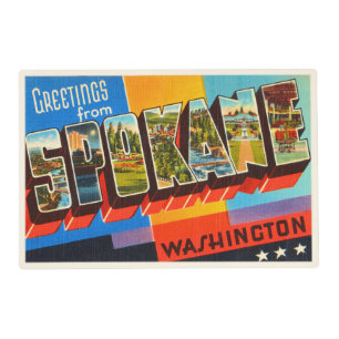Spokane Washington WA Old Vintage Travel Souvenir Placemat