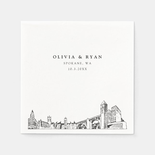 Spokane Wedding Minimalist Paper  Napkins (Front)