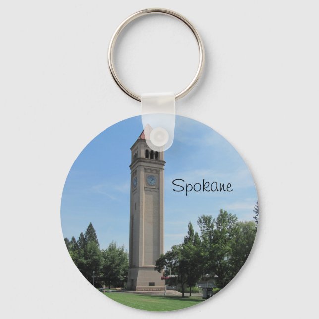 Spokane's Old Railroad Clock Tower Keychain (Front)