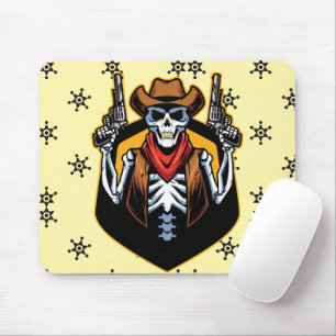 Spoky cowboy with guns Rustic artwork Mouse Pad