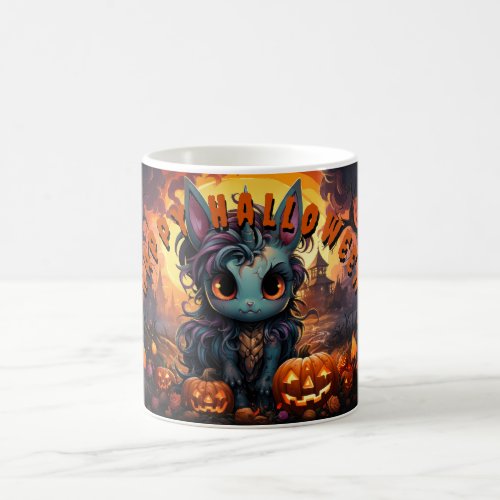 Spoky Halloween Unicorn in Pumpkin Patch Coffee Mug