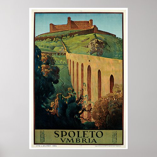 Spoleto Italy Vintage Italian Travel Poster
