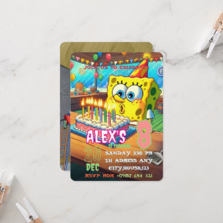 Sponge  Birthday Invitation FOR KIDS