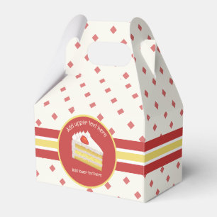 Sponge Cake - Frosted Tres Leches cream and red Fa Favor Boxes