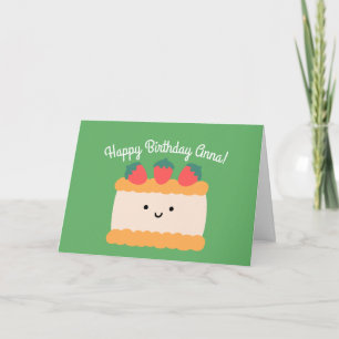 Sponge Cake Happy Birthday Greeting Folded Card