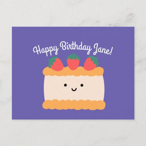 Sponge Cake  Happy Birthday Greeting Postcard