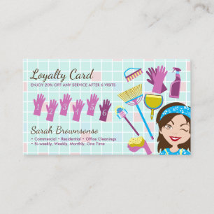 Sponge Cleaning Service Janitorial Lady Loyalty Business Card