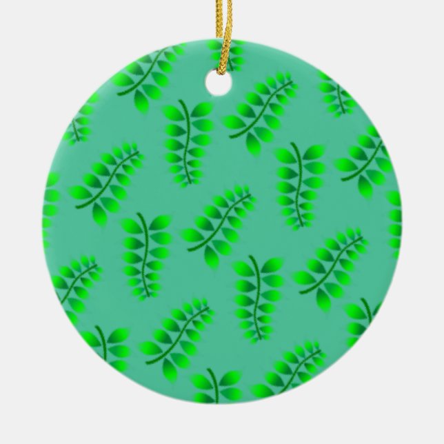Sponged Foliage Pattern Ceramic Ornament (Front)