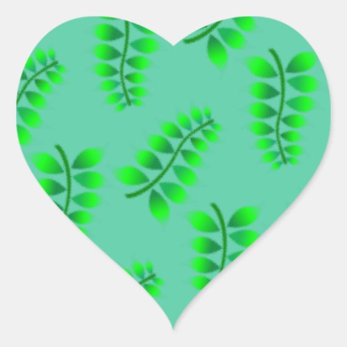 Sponged Foliage Pattern Heart Sticker