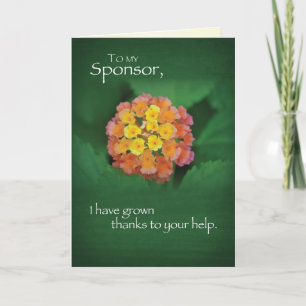 Sponsor 12 Step Recovery Thank You Flower on Green Card