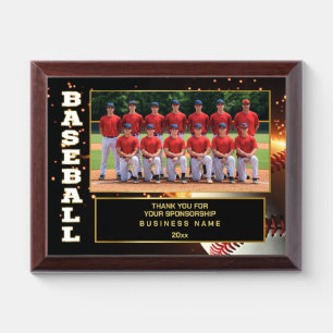 Sponsor Appreciation – Custom Baseball Team Photo Award Plaque