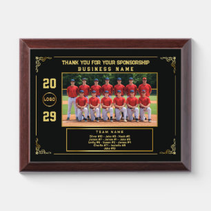 Sponsor Appreciation – Custom Baseball Team Photo Award Plaque