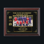 Sponsor Appreciation Custom Basketball Team Photo Award Plaque<br><div class="desc">Modern black and gold layout featuring your basketball team photo,  sponsor’s name,  logo,  year,  Team Name,  and full player list. Every text element is fully customizable to suit any team or organization. A meaningful appreciation gift for sponsors,  perfect for end-of-season events,  team banquets,  or award ceremonies.</div>
