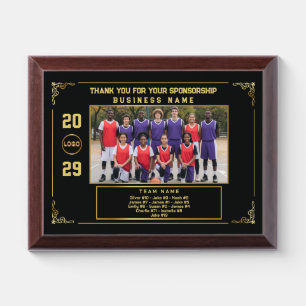 Sponsor Appreciation Custom Basketball Team Photo Award Plaque