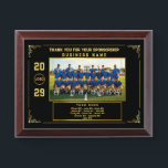 Sponsor Appreciation – Custom Football Team Photo Award Plaque<br><div class="desc">Striking black and gold design featuring your football team photo,  sponsor’s name,  logo,  year,  team name,  and full player lineup. Every text element is fully customizable to suit any team,  league,  or event. A memorable sponsor gift,  ideal for season wrap-ups,  team banquets,  or award ceremonies.</div>