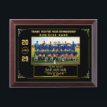 Sponsor Appreciation – Custom Football Team Photo Award Plaque<br><div class="desc">Striking black and gold design featuring your football team photo, sponsor’s name, logo, year, team name, and full player lineup. Every text element is fully customizable to suit any team, league, or event. A memorable sponsor gift, ideal for season wrap-ups, team banquets, or award ceremonies.</div>