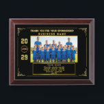 Sponsor Appreciation – Custom Soccer Team Photo Award Plaque<br><div class="desc">Clean black and gold layout featuring your soccer team photo,  sponsor’s name,  logo,  year,  team name,  and full player roster. All text areas are fully editable to fit any club or occasion. This makes a meaningful thank-you gift for team sponsors,  perfect for end-of-season events,  award nights,  or team recognition.</div>