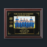 Sponsor Appreciation – Custom Soccer Team Photo Award Plaque<br><div class="desc">Clean black and gold layout featuring your soccer team photo,  sponsor’s name,  logo,  year,  team name,  and full player roster. All text areas are fully editable to fit any club or occasion. This makes a meaningful thank-you gift for team sponsors,  perfect for end-of-season events,  award nights,  or team recognition.</div>